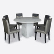 1.2M Round Marble Dining Table Set MT-203 + DC161